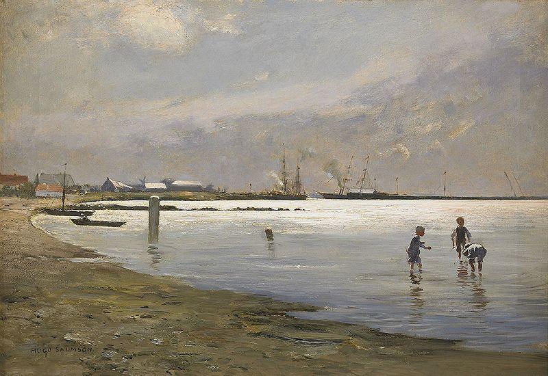 Hugo Salmson Trelleborgs hamn oil painting picture